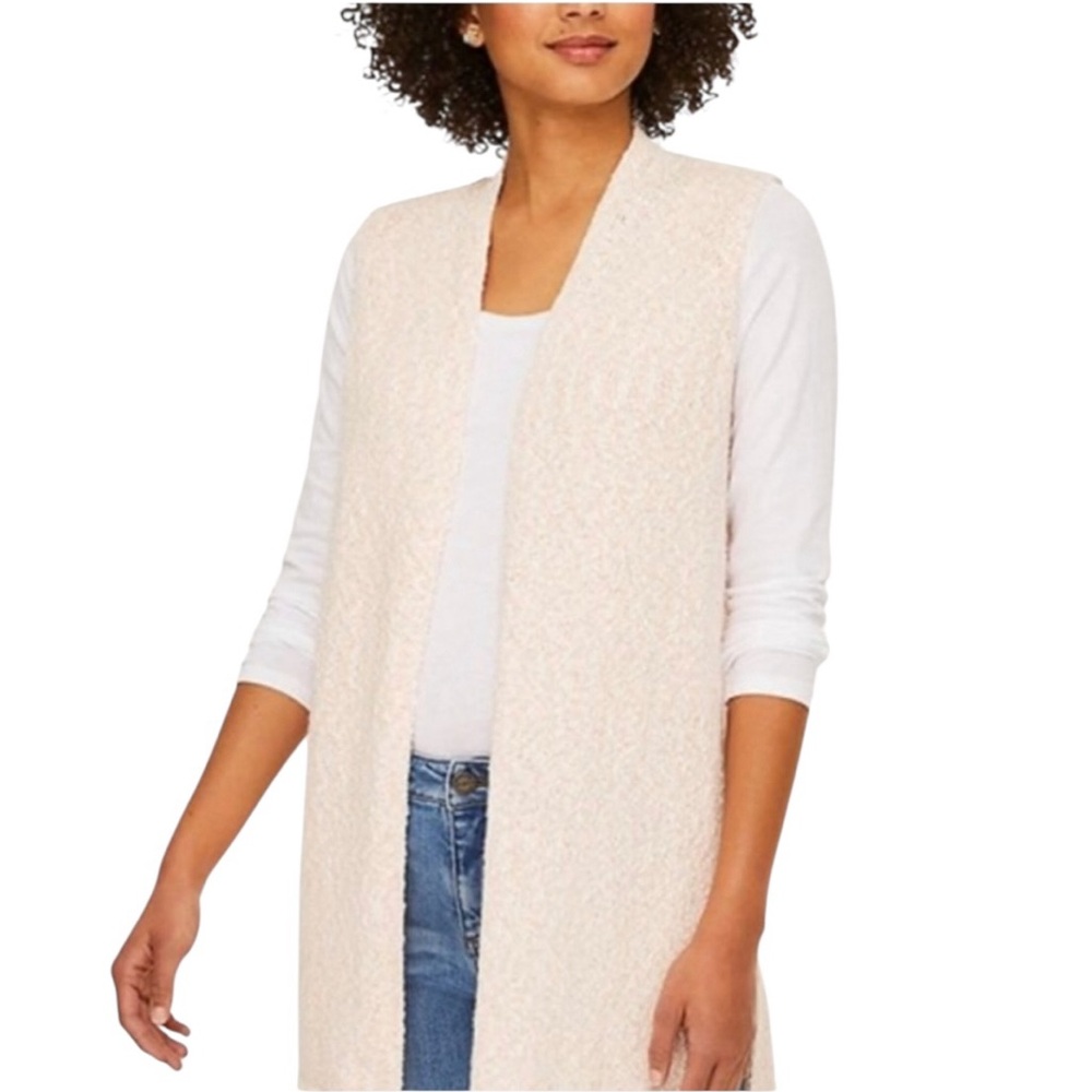 LOFT Blush Open-Front Sleeveless Long Cardigan NWT WOMENS XL